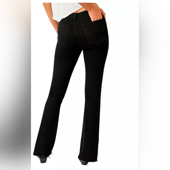 Free People Black Level Up Slit Bootcut  Raw Hem Jeans Size 28 - Picture 5 of 16